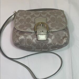 Coach Silver Metallic Signature Handbag